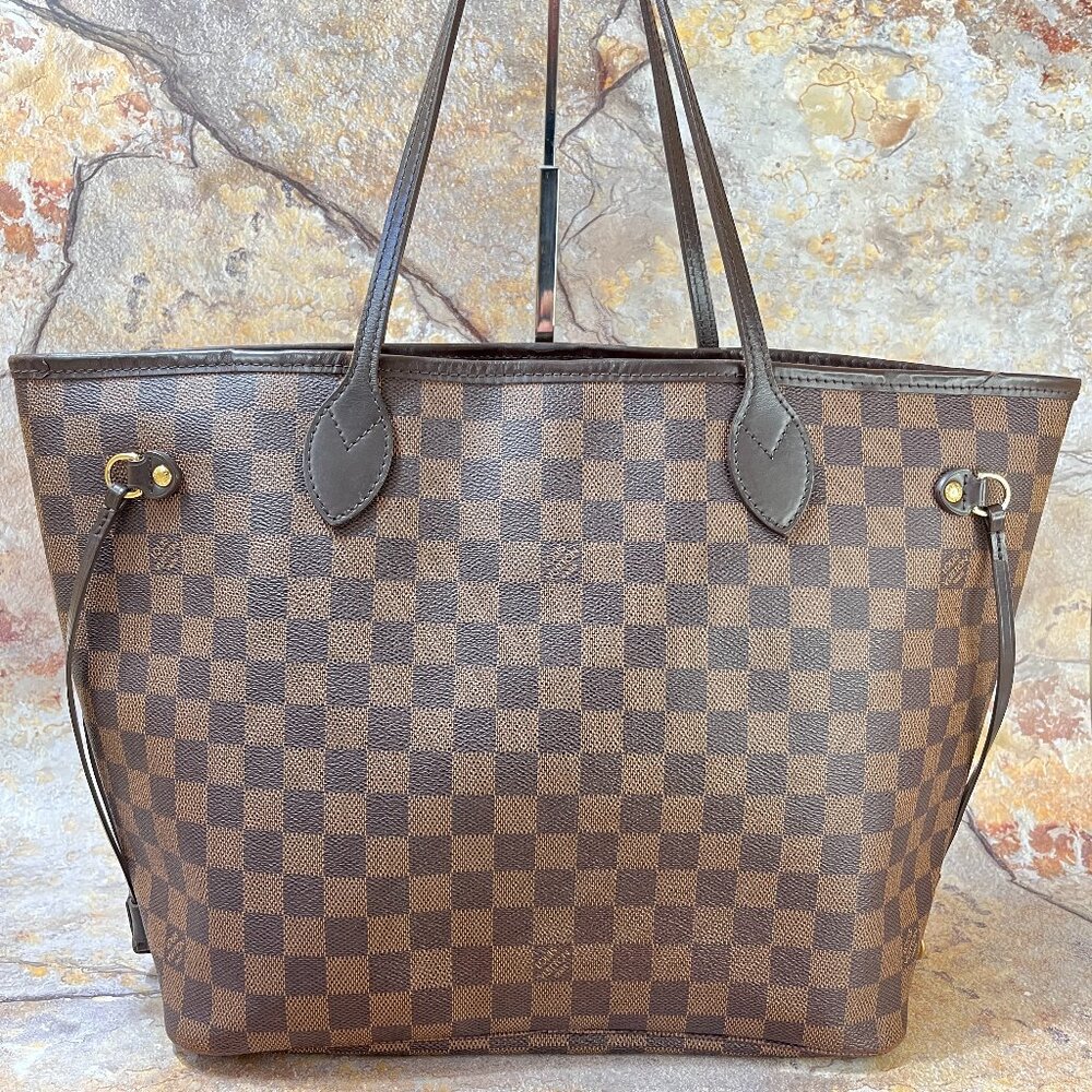 Louis Vuitton Neverfull MM Tote Bag Damier Brown Shoulder Bag